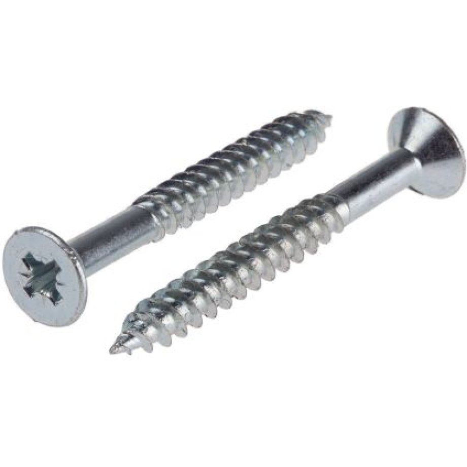 RS PRO Pozidriv Countersunk Steel Wood Screw, Bright Zinc Plated, No. 10 Thread, 1.3/4in Length