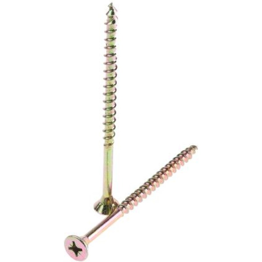 ULTI-MATE Pozisquare Countersunk Steel Wood Screw, Yellow Passivated, Zinc Plated, 6mm Thread, 100mm Length