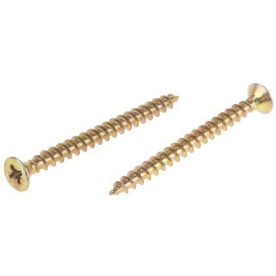 RS PRO Pozidriv Countersunk Steel Wood Screw, Yellow Passivated, Zinc Plated, 5mm Thread, 60mm Length