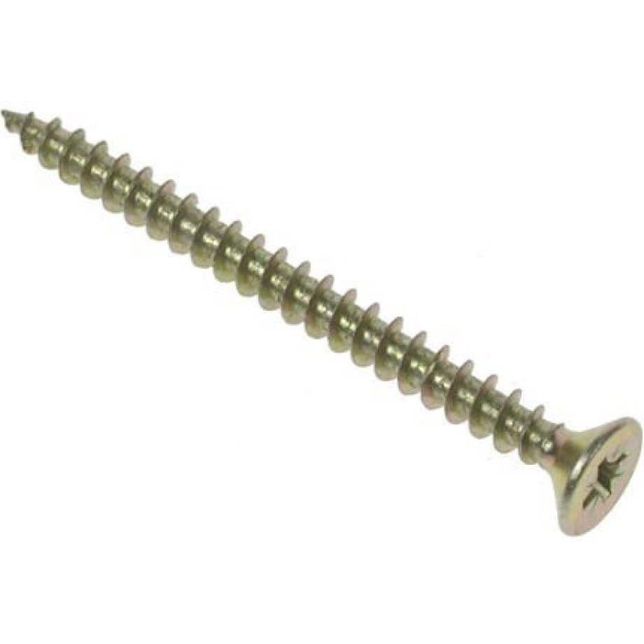 RS PRO Pozidriv Countersunk Steel Wood Screw, Yellow Passivated, Zinc Plated, 5mm Thread, 80mm Length
