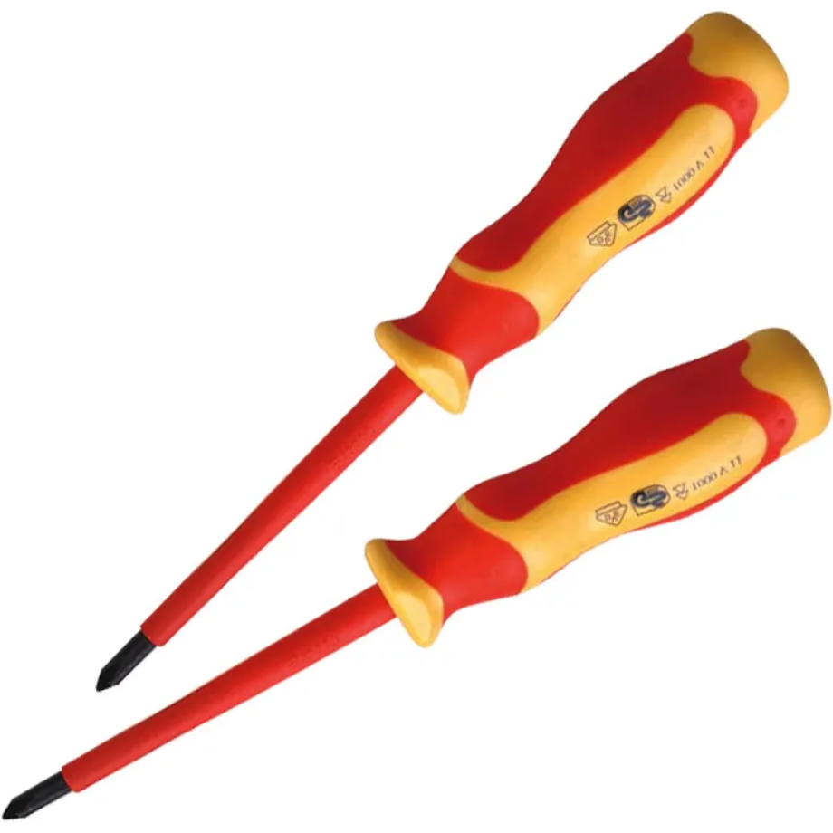 Insulated VDE Long Pozidriv Screwdriver 100mm
